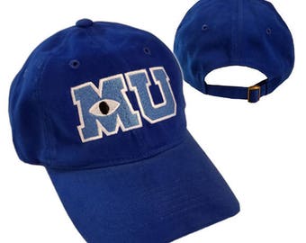 Monsters University MU Hat Mike Halloween costume embroidered logo Royal blue cap Adult & Kids sizes available