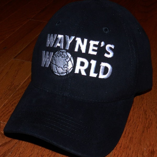 Waynes World Hat Garth Wayne Campbell Wayne's Halloween costume embroidered logo black cap Adult Youth Toddler sizes
