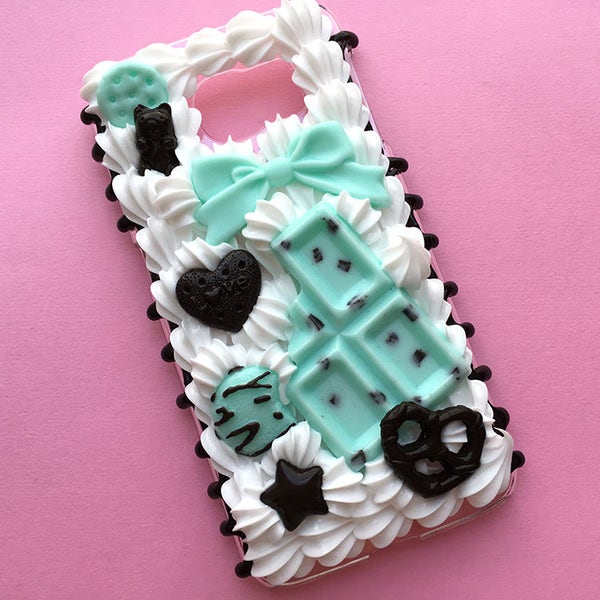 SALE Decoden Phone Case for Samsung Galaxy S6 / Mint Chocolate / Kawaii Decoden Case