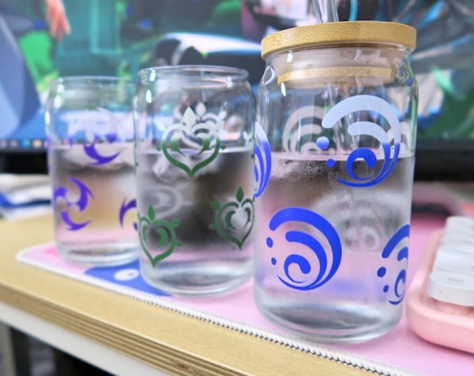 Featured listing image: Genshin Impact Color Changing Element Cup - Choose your element | Made to Order Custom Glass Cup, Fan-made
