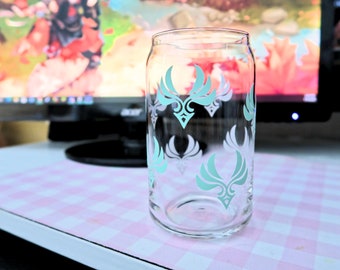 Genshin Pastel Mint Anemo Cup | Made-to-Order Genshin Impact Glass Cup | Fan-made