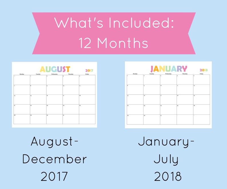 Printable Calendar 5 Day Calendar 5 Day Weekly Planner | Etsy