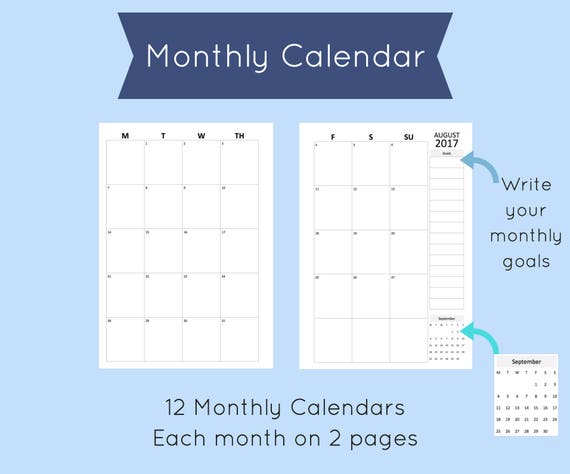 a5 planner kit a5 inserts a5 weekly planner inserts weekly planner printable half letter monthly calendar project pages 2017 2018 weekly monthly calendars