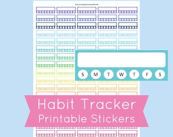Weekly Habit Tracker Sticker, Weekly Habit Tracker Sticker for use with Erin Condren, Printable Planner Sticks, Daily Habit Sticker