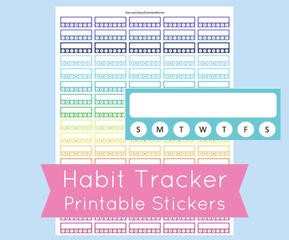 Weekly Habit Tracker Sticker, Weekly Habit Tracker Sticker for use with Erin Condren, Printable Planner Sticks, Daily Habit Sticker