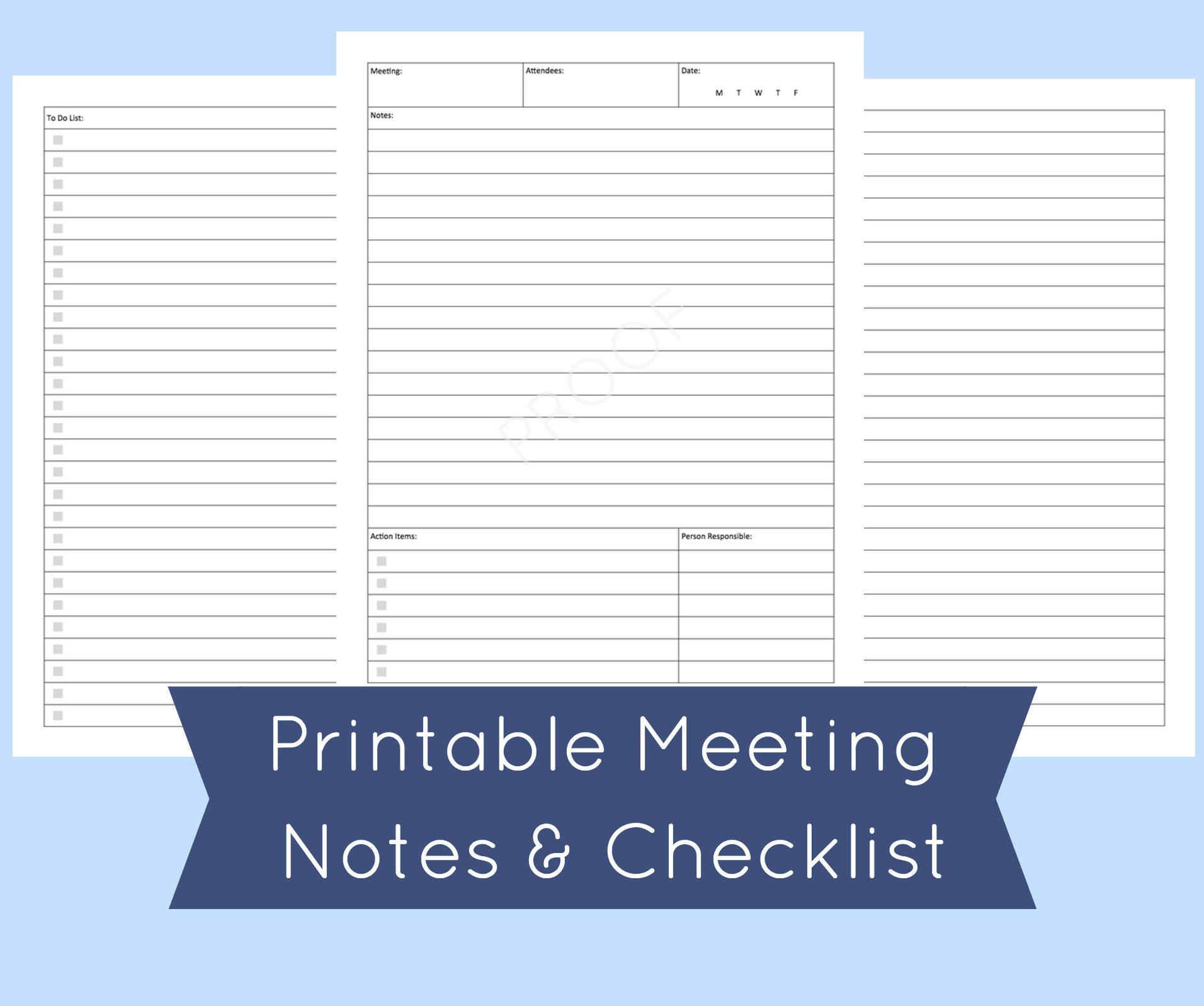 Meeting Agenda Template Printable Meeting Notes Meeting Etsy