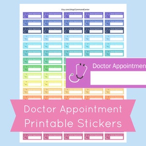 Doctor Appointment Stickers, Printable Doctor Appointment Stickers for use with Erin Condren, Printable Planner Stickers, Appointment