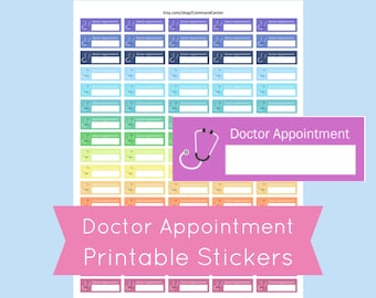 Doctor Appointment Stickers, Printable Doctor Appointment Stickers for use with Erin Condren, Printable Planner Stickers, Appointment