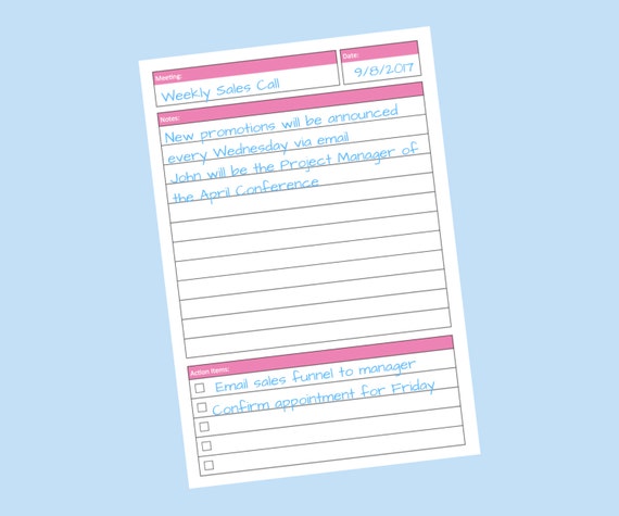 Meeting Notes: A5 Planner Inserts