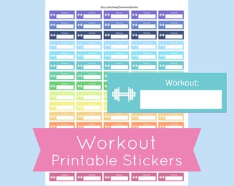 Workout Planner Stickers, Printable Workout Stickers for use with Erin Condren, Printable Planner Stickers, Workout