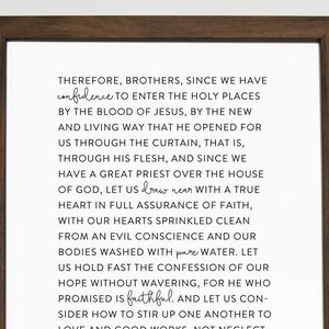 Hebreeën 10:19-25 Bijbelvers Wall Art Print Schrift afdrukbaar