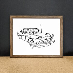 Car Print Download 1957 Buick Super Car Drawing Vehicle Art Classic Car Men's Gift image 1