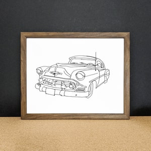 Car Print Download 1954 Chevy Bel Air Car Drawing Vehicle Art Classic Car Men's Gift image 1