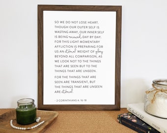 2 Corinthians 4:16-18 Bible Verse Wall Art Print Scripture Printable