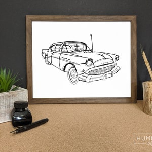 Car Print Download 1957 Buick Super Car Drawing Vehicle Art Classic Car Men's Gift image 2