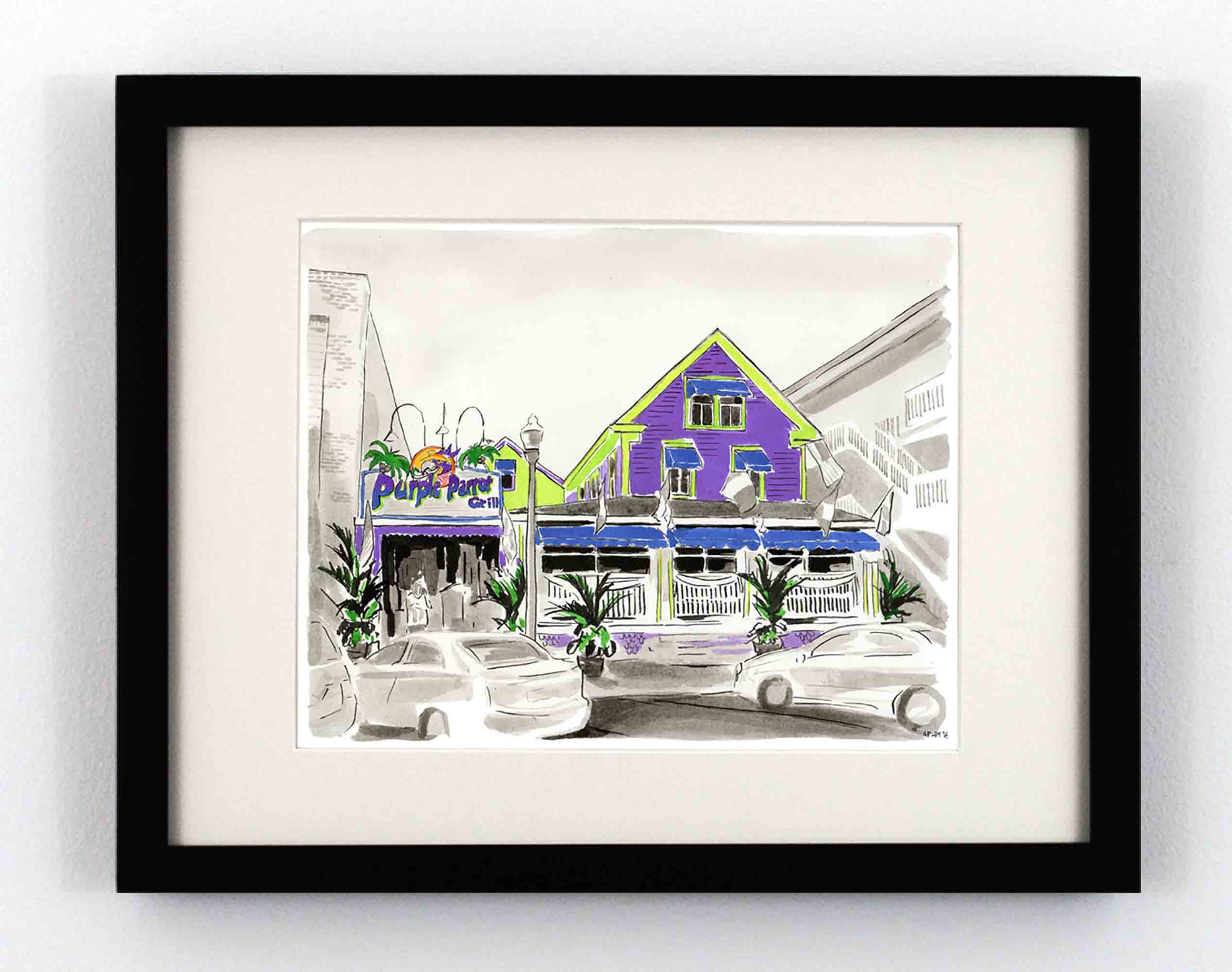 Rehoboth Beach DE Art Purple Parrot Grill Print Etsy