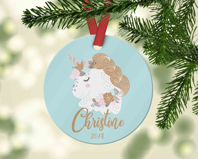 unicorn decorations tween ornament Personalized child/'s xmas ornament Customized Unicorn Christmas Ornament for Kid 2019