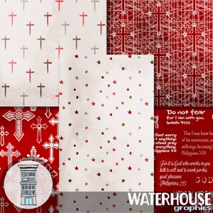 RED Religious Digital Paper Pack INSTANT DOWNLOAD Bible Watercolor ...