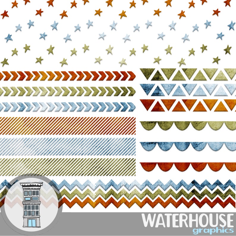 WATERCOLOR DIVIDERS digital scrapbooking elements borders image 0