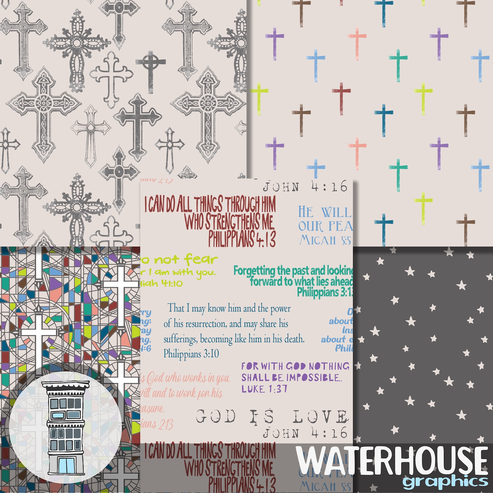 Religious Digital Paper Pack INSTANT DOWNLOAD Bible Verses Digital ...