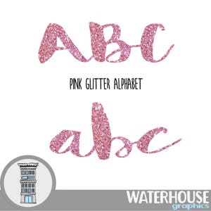 Alfabeto con letras brillantes de color rosa, descarga digital instantánea, letras brillantes de color rosa, despedida de soltera, letras para baby shower de niña