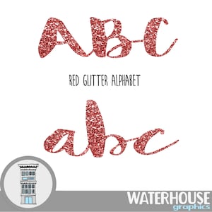 Alfabeto con letras brillantes y rojas, clip art, descarga digital instantánea, letras brillantes y rojas, letras brillantes navideñas, letras brillantes para el día de San Valentín
