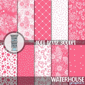 Valentine Papers PINK Herzen Digital Paper Pack INSTANT digitaler Download floral Paisley Herzen Papiere Hintergründe papel Scrapbook Papiere