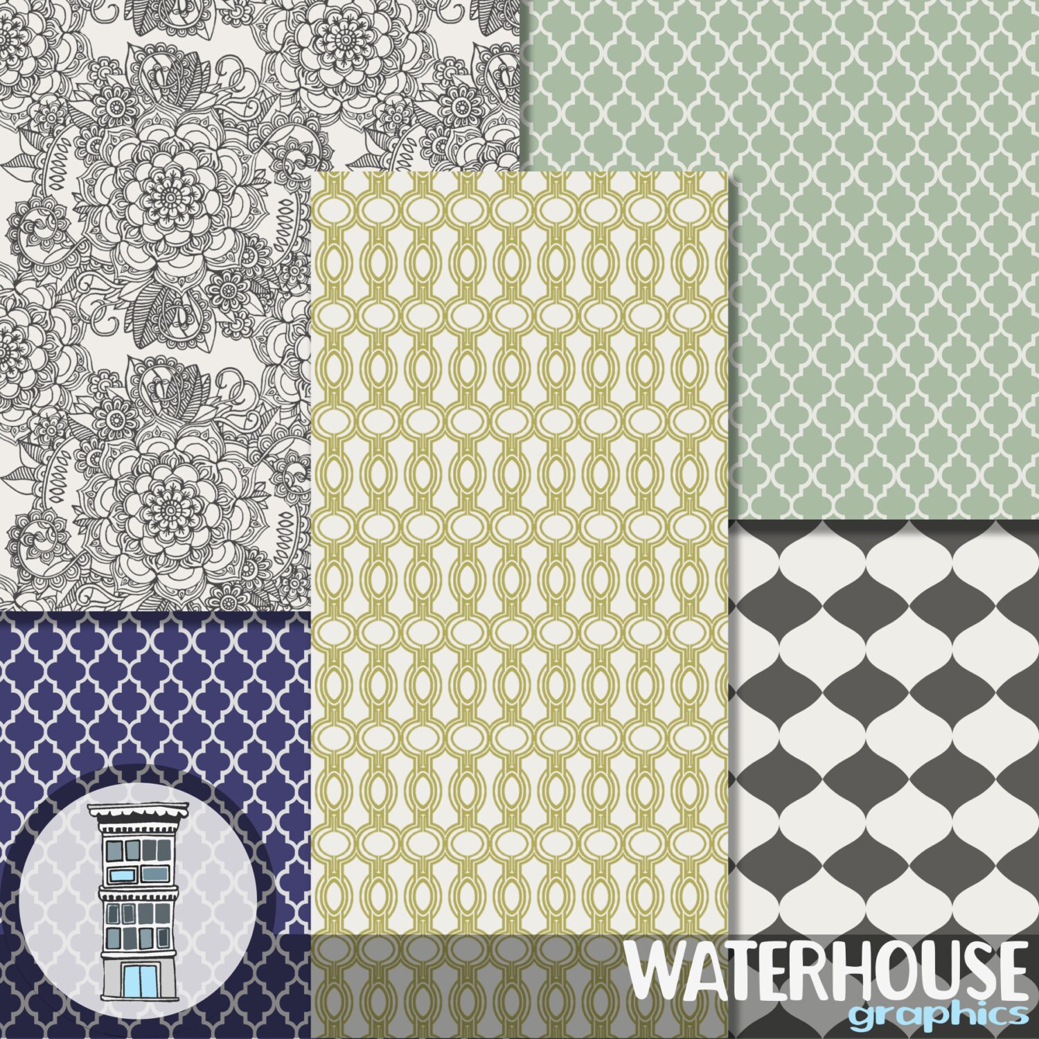 Digital Moroccan PAPER PACK Instant Download Quatrefoil Floral Moroccan ...