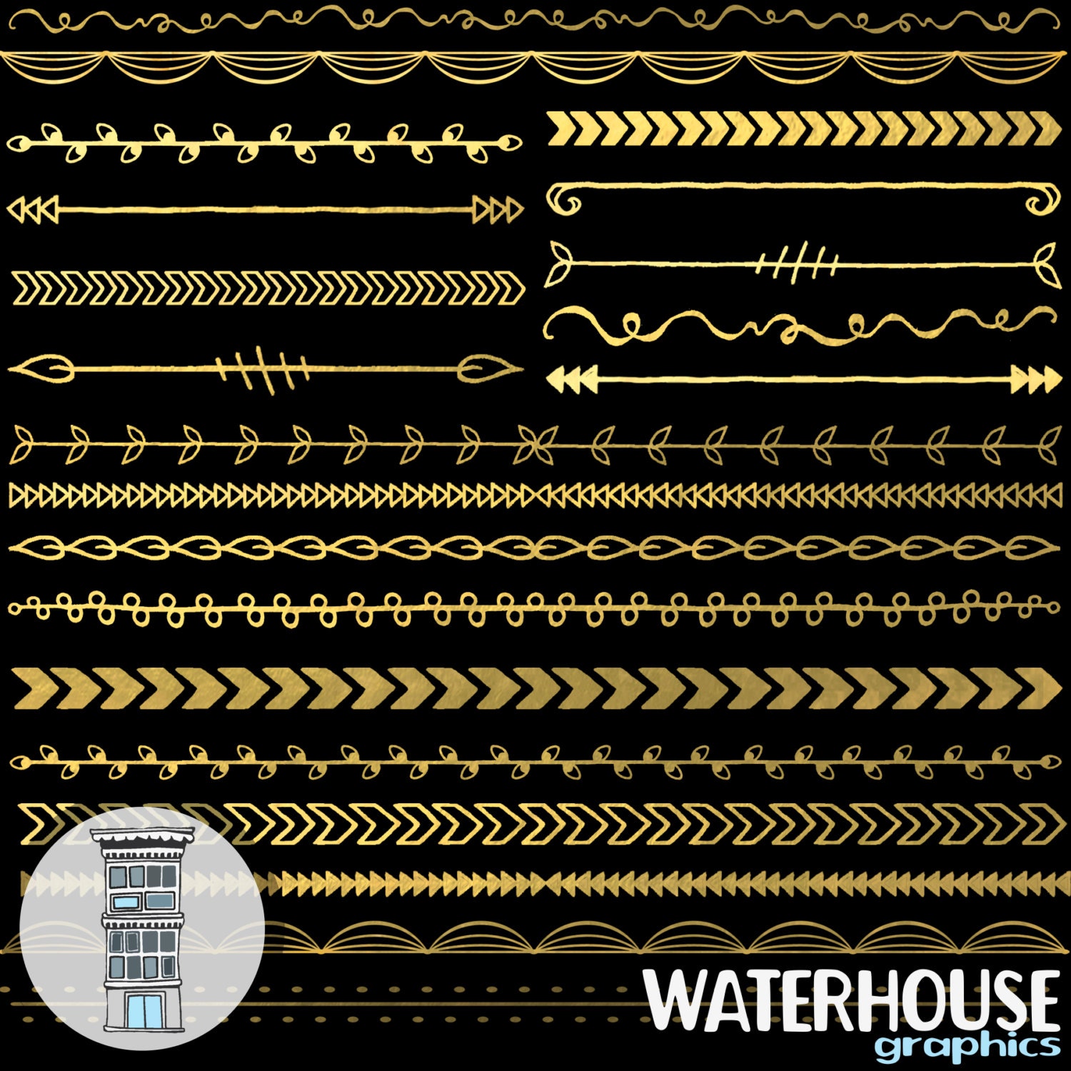 Digital Gold Borders Gold Dividers INSTANT DOWNLOAD Gold Clip Etsy