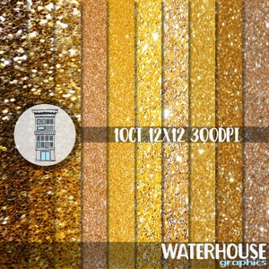 Digital Gold Glitter paper pack INSTANT DOWNLOAD Gold sparkle bling papers digital scrapbooking web design invitations papercrafts