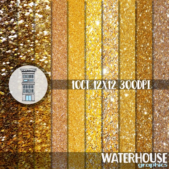 digital gold glitter paper