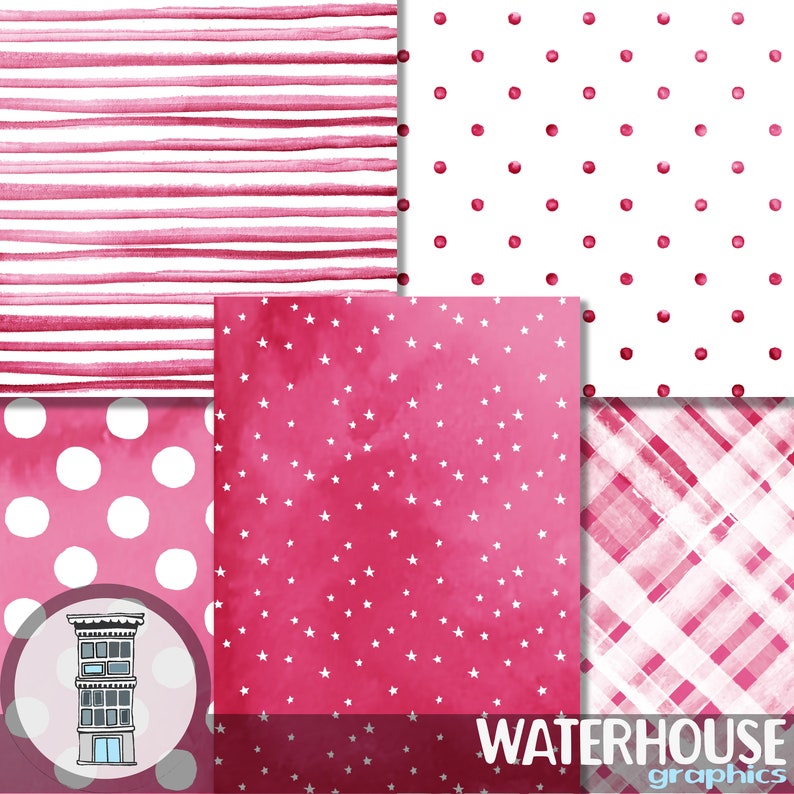Watercolor Bright PINK Digital Paper Pack INSTANT DOWNLOAD - Etsy
