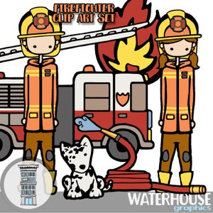 &quot;Feuerwehrauto &quot;&quot;Feuerwehr&quot;&quot; &quot;&quot;CLIP ART&quot;&quot; Feuerwehrschlauch Dalmatiner Feuerwehrmann Kommerzielle Nutzung Sofort Digitaler Download Feuerwehrauto niedlich einfache Illustrationen