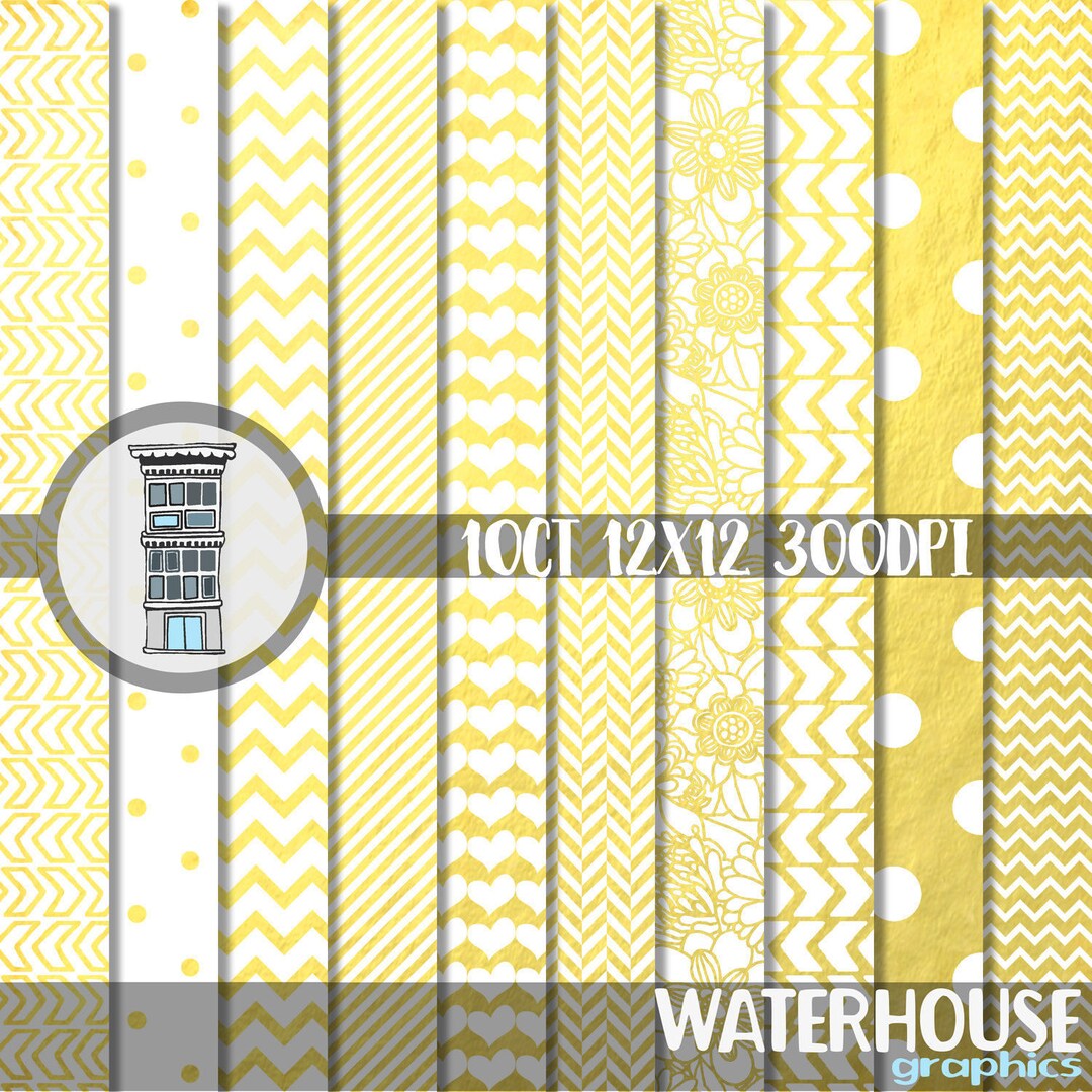 Gold Digital Paper Pack INSTANT DIGITAL DOWNLOAD Gold White Patterns ...