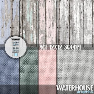 Rustikale Digital Paper Pack SOFORTIGER DOWNLOAD Rustikale Holz Papiere Jute Papiere Hochzeit Digitales Scrapbooking Karten Blau, Rosa, Grün