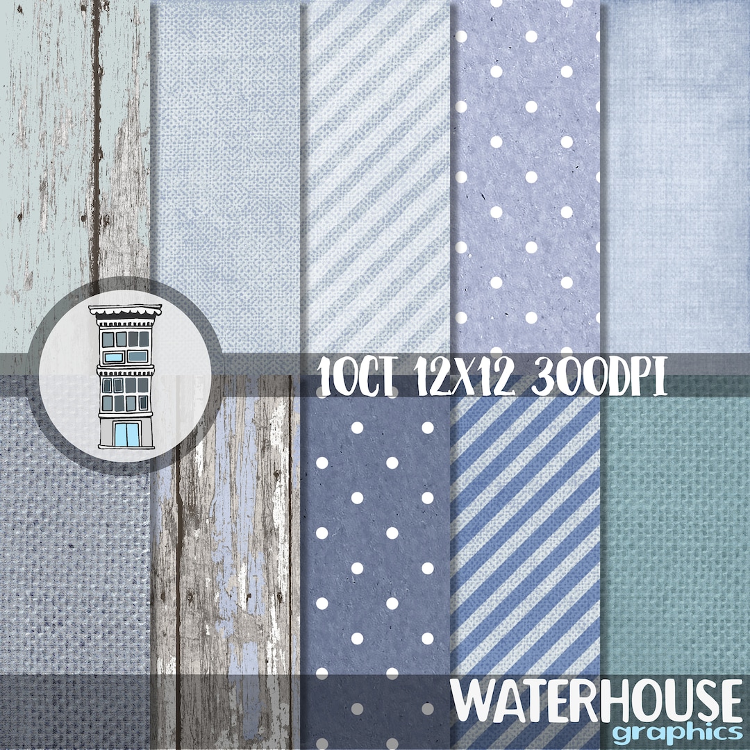Digital BLUE Baby Boy Rustic Paper Pack INSTANT DOWNLOAD Blue Burlap ...