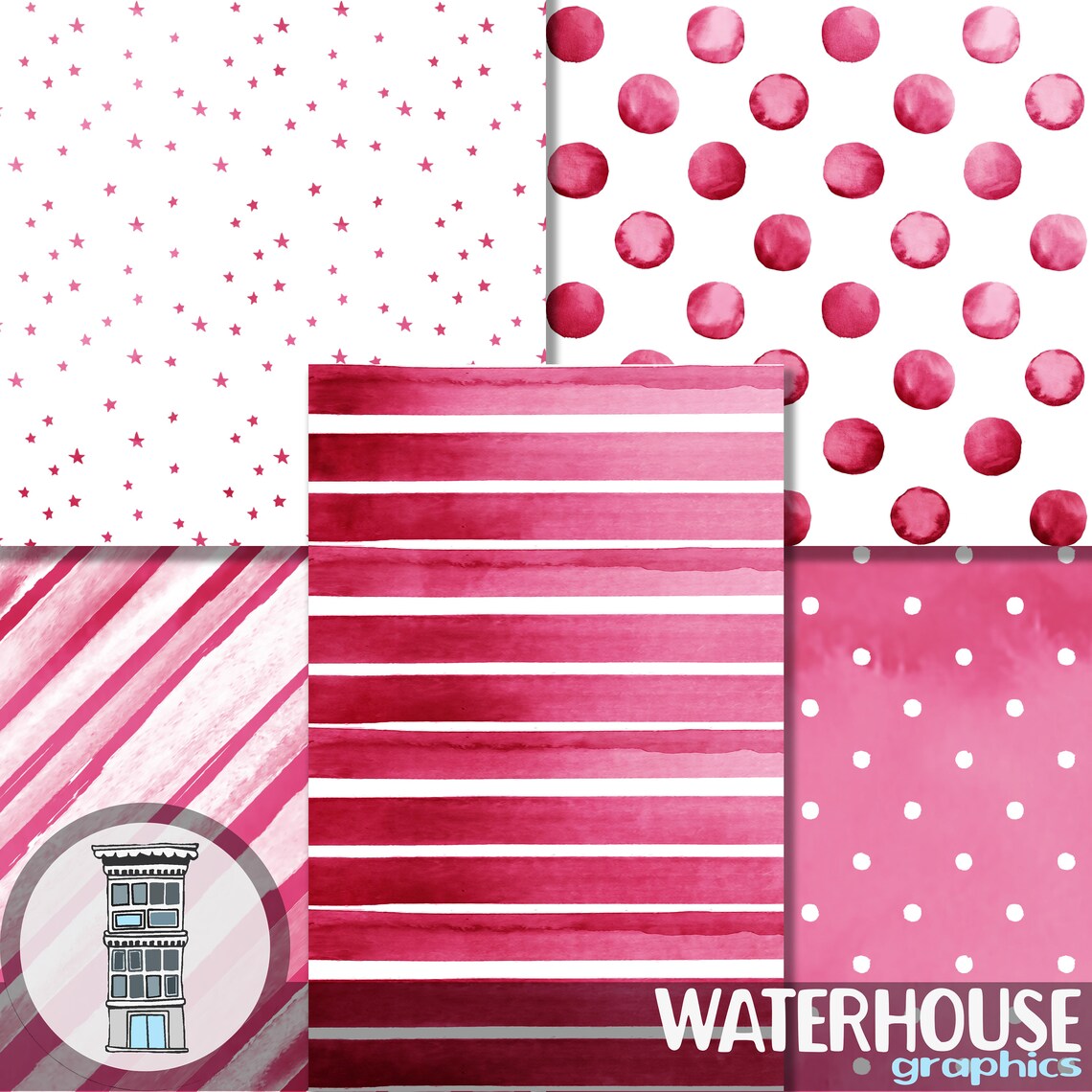 Watercolor Bright PINK Digital Paper Pack INSTANT DOWNLOAD - Etsy