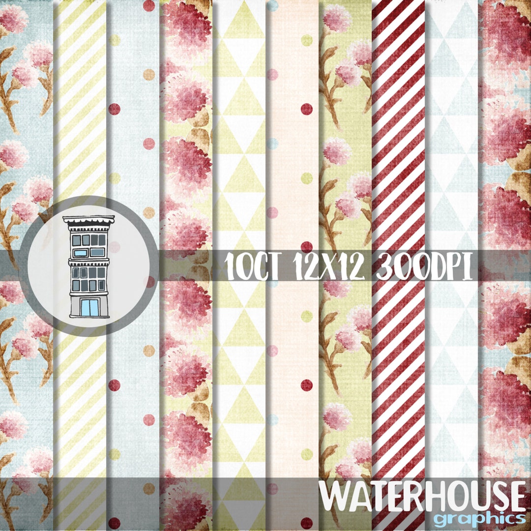 Floral Digital Paper Pack INSTANT DIGITAL DOWNLOAD Pink Spring Flowers ...