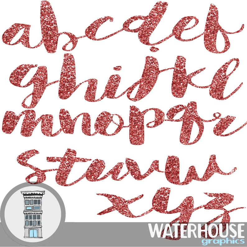 RED Sparkle Glitter Alphabet Clip Art Instant Digital Etsy