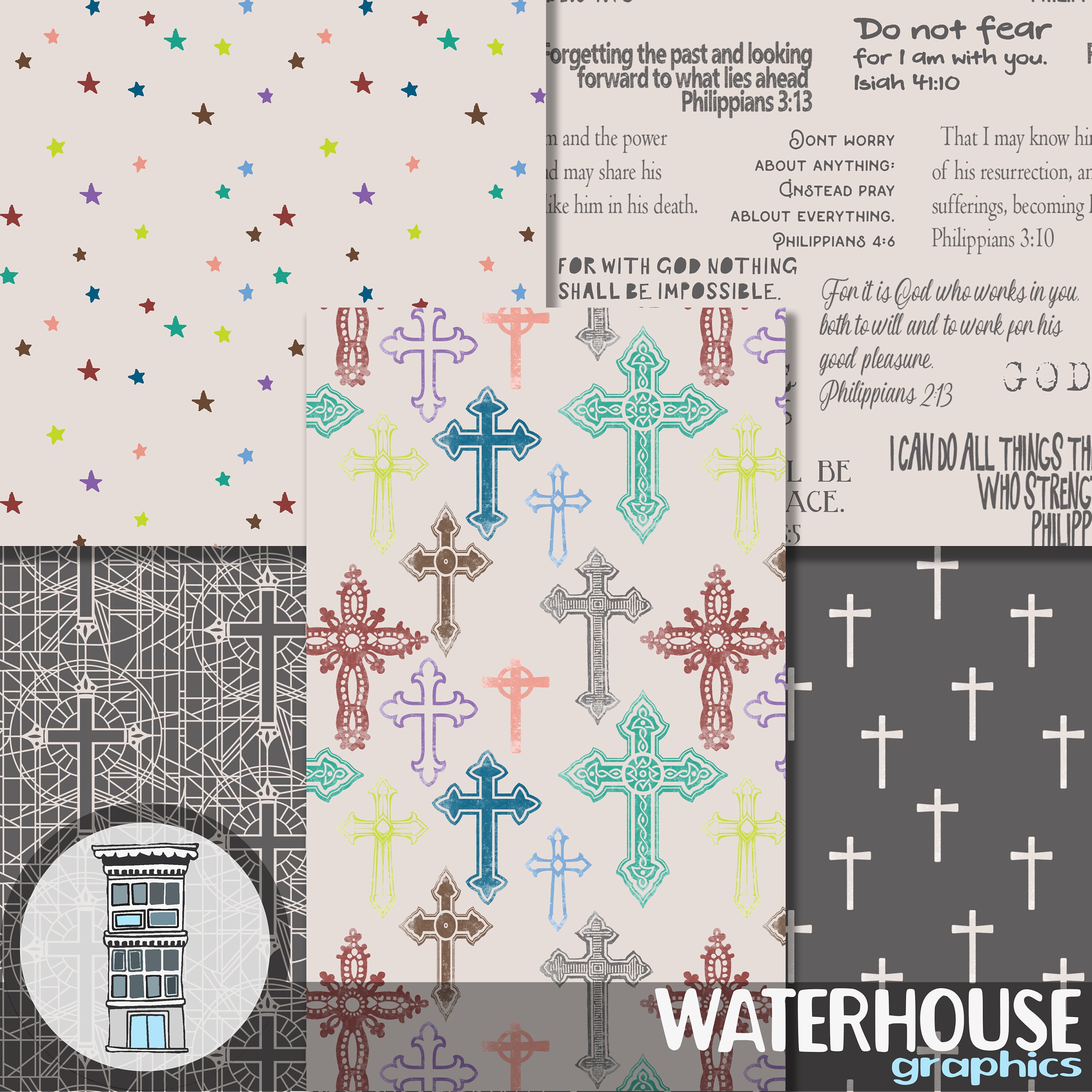 Religious Digital paper pack INSTANT DOWNLOAD Bible verses | Etsy