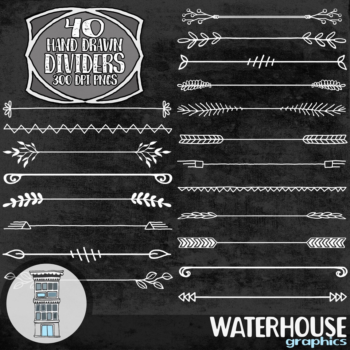 Digital Hand Drawn Dividers INSTANT DIGITAL DOWNLOAD Black and ...