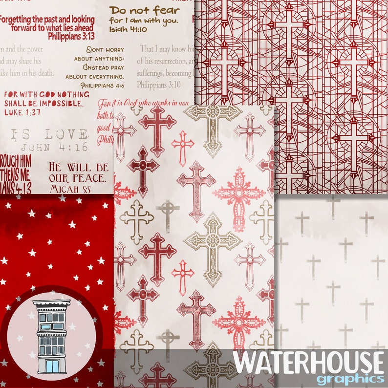 RED Religious Digital paper pack INSTANT DOWNLOAD Bible | Etsy