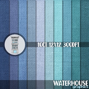 PACCHETTO DI CARTA per scrapbooking digitale Blu Burlap DOWNLOAD immediato azzurro cielo verde acqua ceruleo blu carte rustiche per lavoretti di carta Biglietti Sfondi