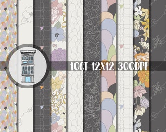 Floral Patterns Digital Paper Pack Instant Download Digital Scrapbooking Planner printables Web design Textile patterns Cardmaking Crafts