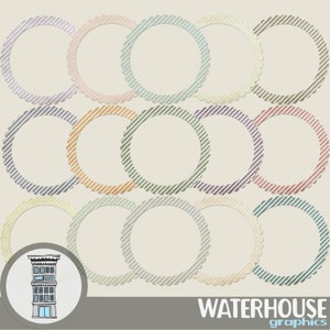 Circular &quot;digital frames&quot; multiple colors with distressed diagonal stripes. INSTANT DIGITAL DOWNLOAD. Great for scrapbooking, labels, tags