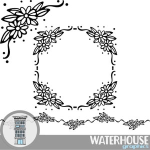 Bloemen randen Overlays Frames scheidingslijnen Instant Digitale Download clipart scrapbooking kaarten snijmachine ontwerpt uitnodigingen brons