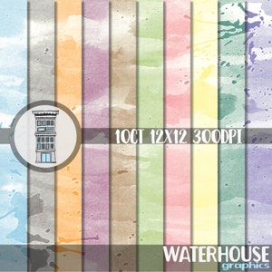 Digital Scrapbook Paper Watercolors Paint Splatters INSTANT DOWNLOAD