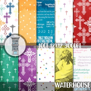 Religious Bible Digital paper pack INSTANT DOWNLOAD Bright Watercolor Easter digital scrapbooking papers journal cards Holy Bible background