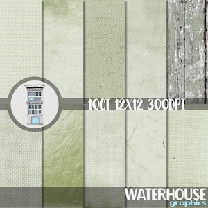 Saliegroen digitaal papierpakket INSTANT DOWNLOAD neutraal rustiek papier groene patronen jute monniken doek hout noodlijdende scrapbooking