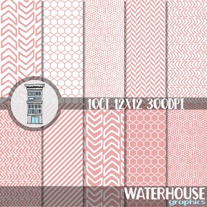 Confezione di carta digitale geometrica ROSA, esagoni, frecce, carte per scrapbooking digitali scure, carte per planner rosa, sfondi per biglietti di giornale, carta per bambine